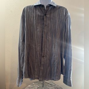 Robert Graham Long Sleeve Button-Up Shirt Mens XL Blue Paisley Flip Cuff